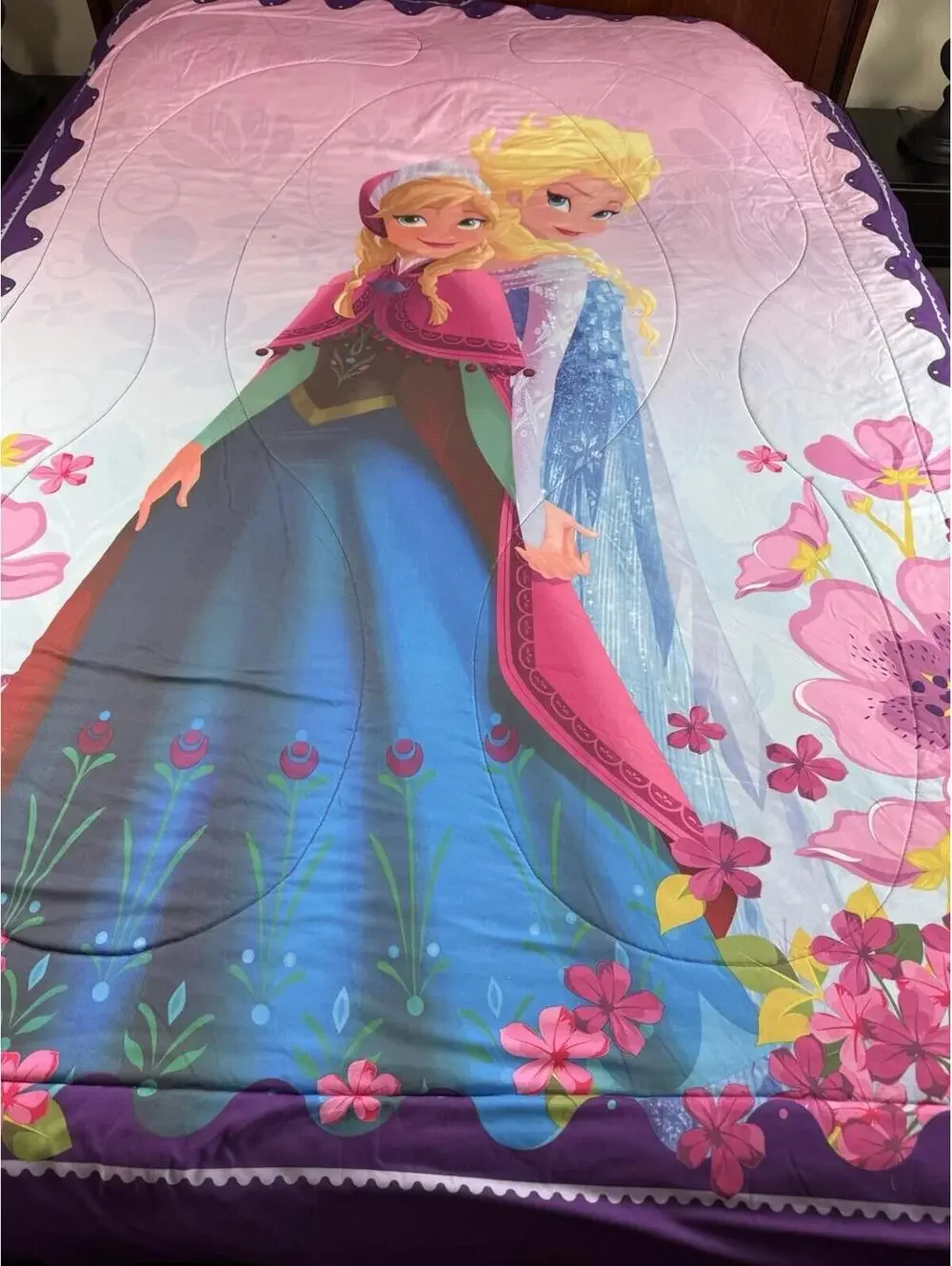 Disney Frozen Twin Comforter Anna Elsa Reversible Franco Kids Bedding